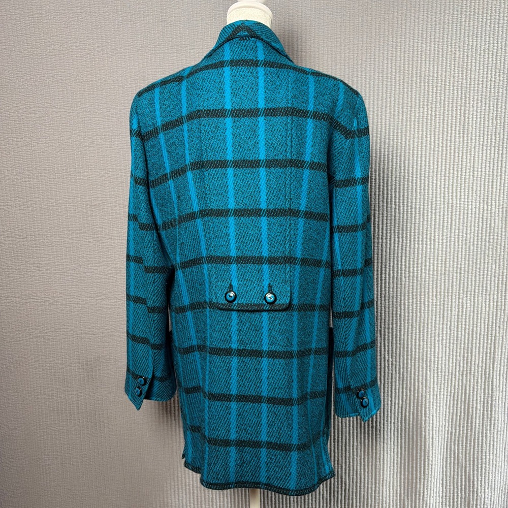 Carlisle Blazer Career 10 Blue Vintage Wool Plaid Structured Business - Picture 4 of 11